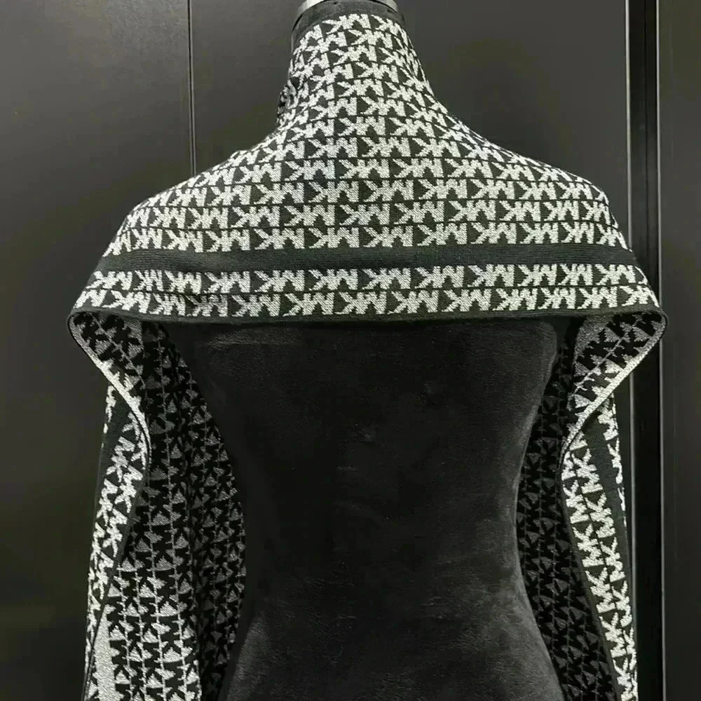 Michael Kors Knit Scarf,silver threading, MK logo throughout,- 10”Wx 62”L